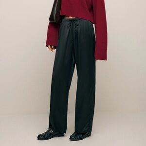 Reformation Olina Silk Pants Black XS NWT
